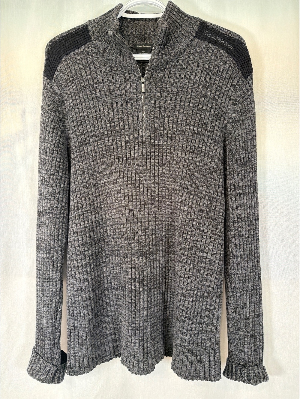 Calvin Klein Ribbed Knit Quarter-Zip Sweater Men's Large
